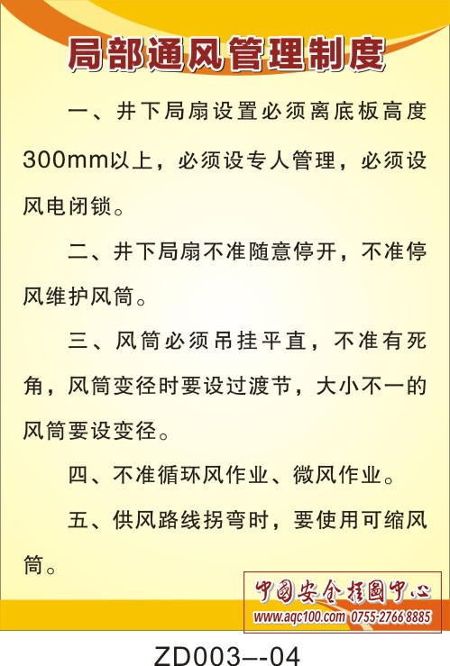 局部通风管理制度