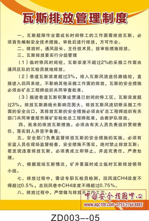 瓦斯排放管理制度